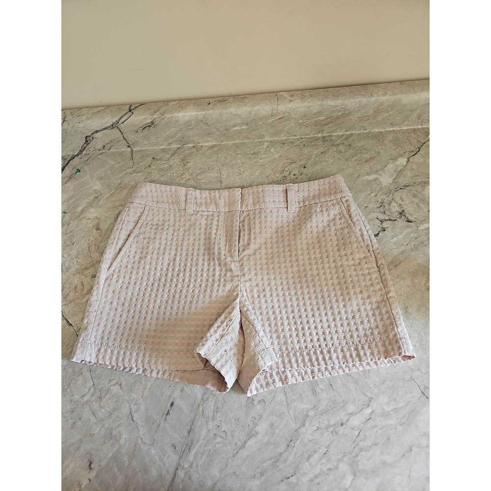 LOFT Marisa Chino Shorts Size 4 Ivory Embroidered Light Pink Polka Dots Pockets